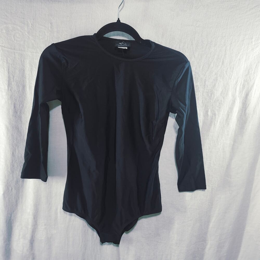 Women's Black Long-Sleeve One-Piece bodysuit- Sun Protective